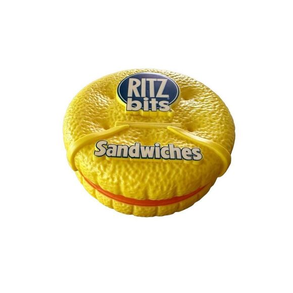Vintage 90’s Ritz Bits Sandwiches Cracker Yellow Storage Travel Snap Container - Picture 1 of 5